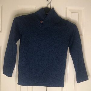 Classic Blue Mock Neck Sweater with Ribbed Texture